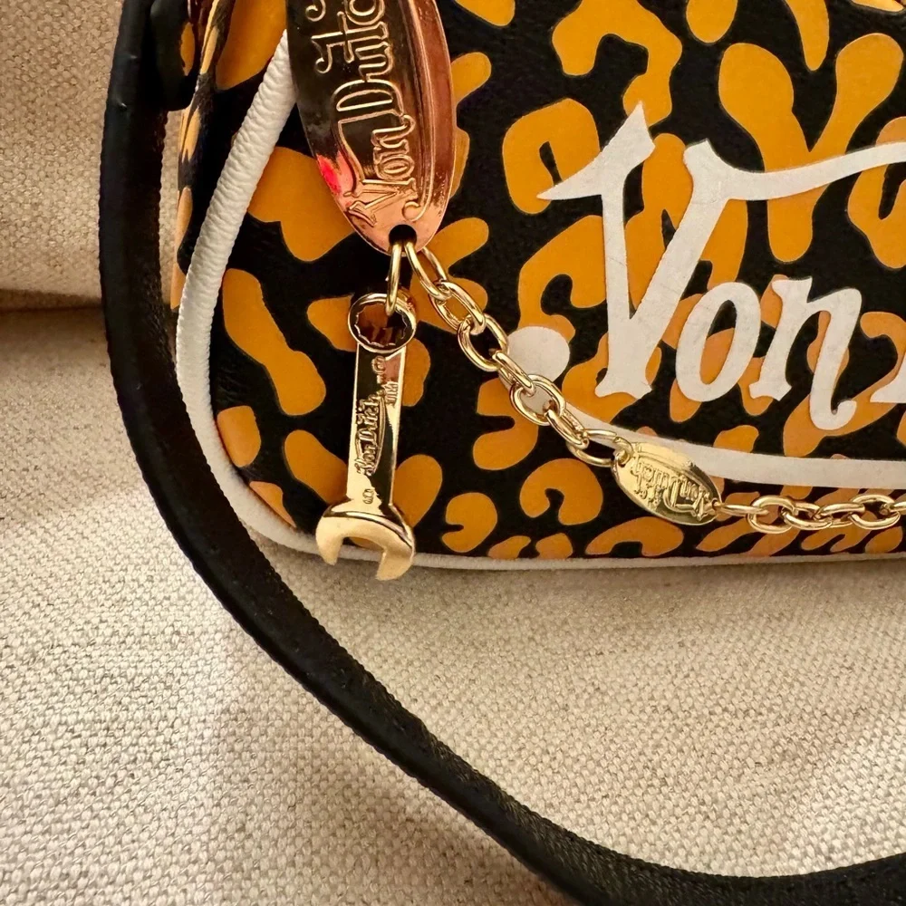 Von Dutch Y2K Orange Cheetah Shoulder Bag